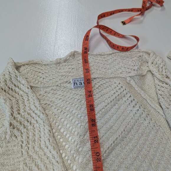 Keren Hart Size Small Cream Colored Open Weave Cardigan - Picture 12 of 13